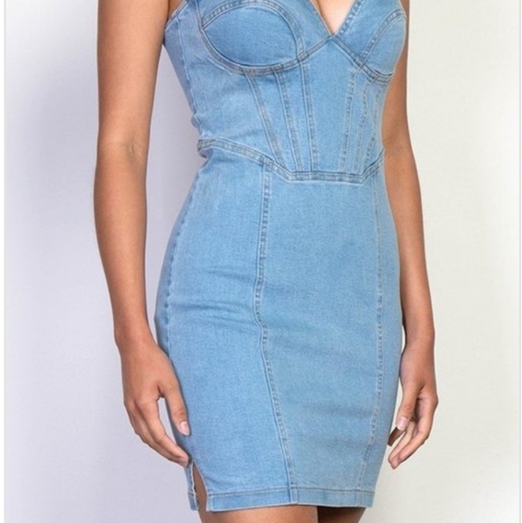 SWEETHEART DENIUM CORSET BUSTIER MINI DRESS - Picture 4 of 6